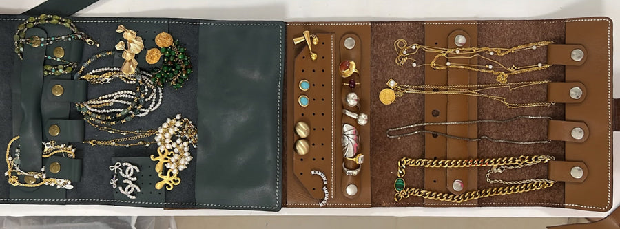 Large Jewellery Roll · Brown n Green
